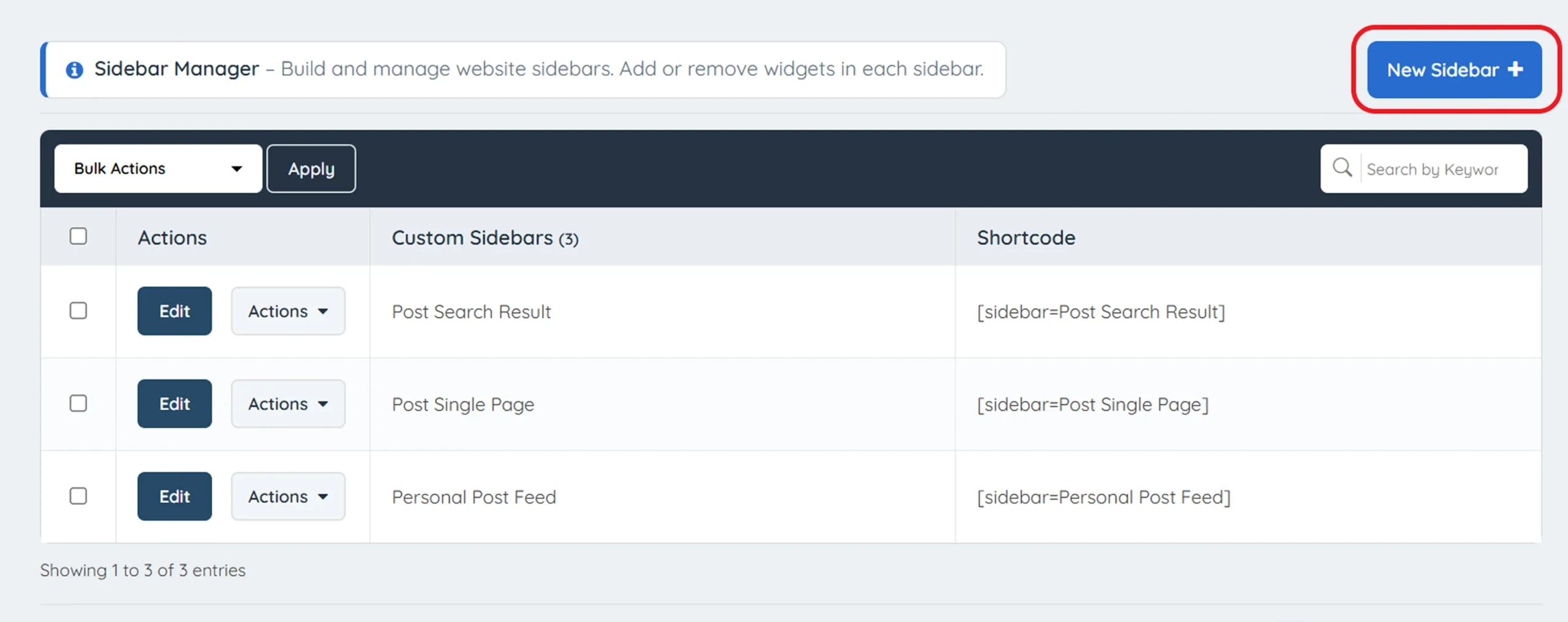 add new sidebar in brilliant directories website admin panel