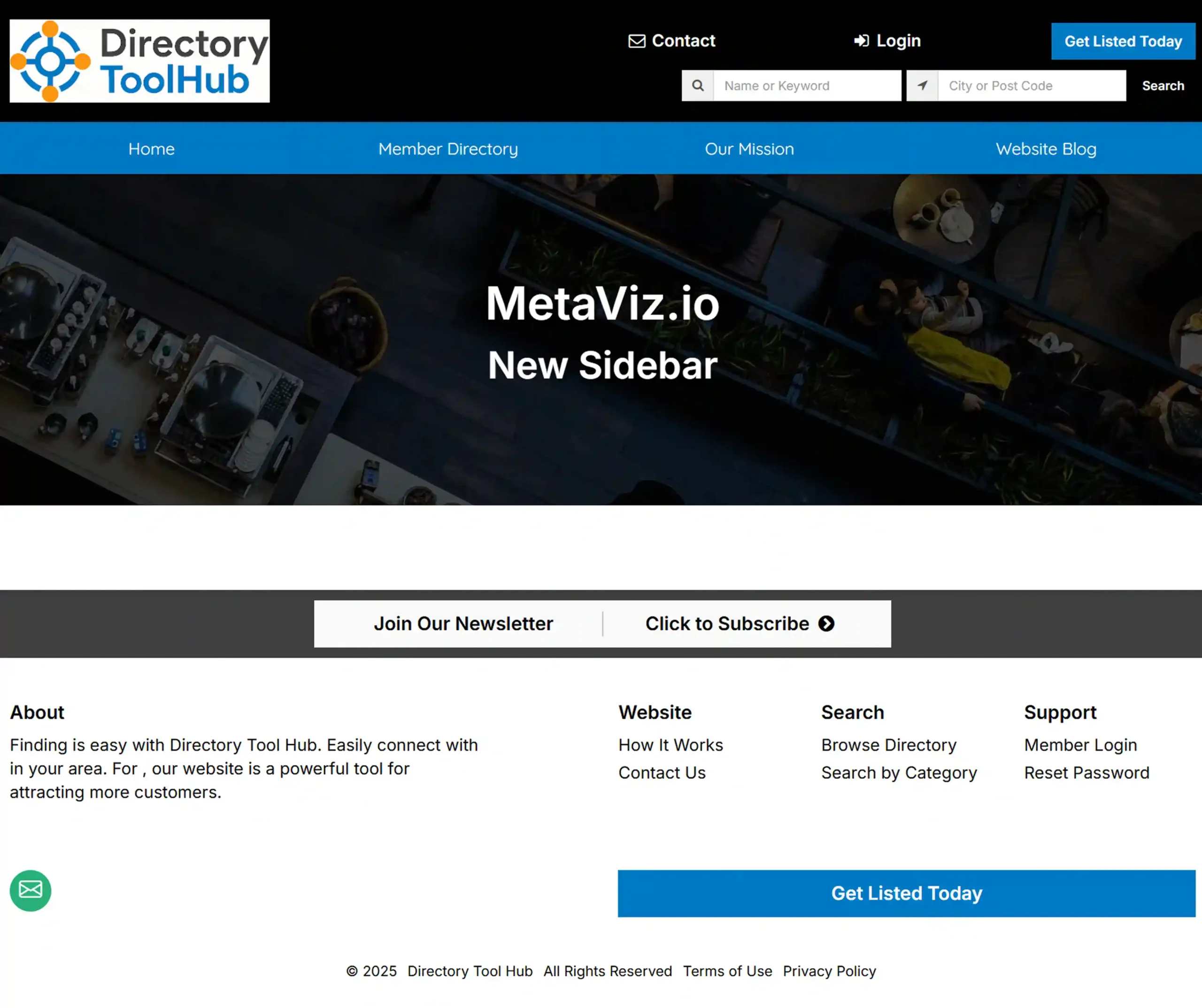 Directory Tool Hub new sidebar example page layout
