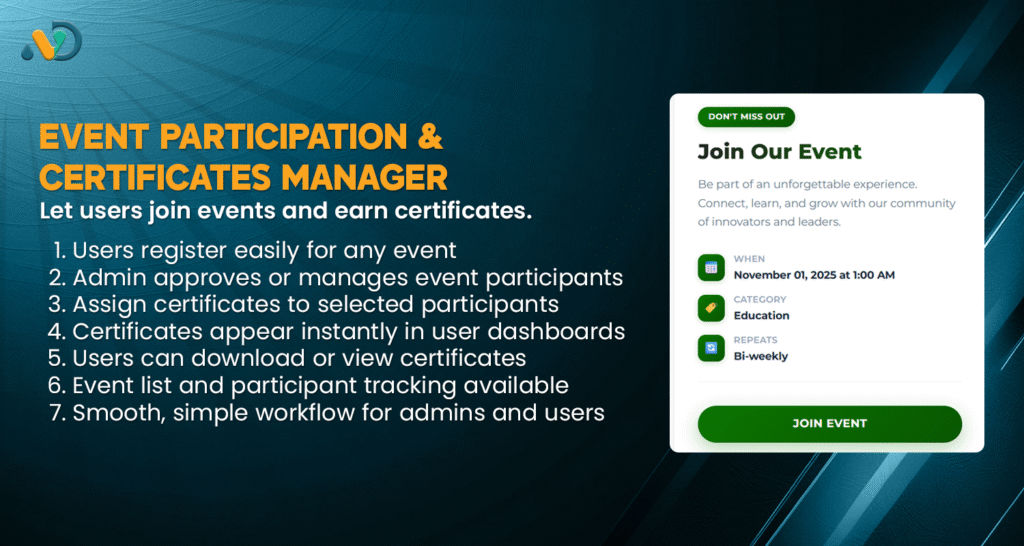 Event Participation & Certificates Manager